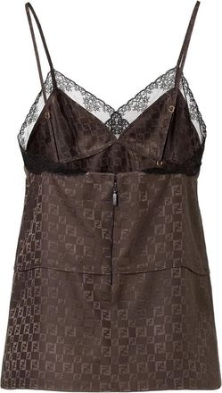Fendi Jacquard FF Silk Blouse - Brown