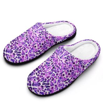 Generic Leopard Pattern Womens Slippers Warm House Slippers Indoor House Shoes with Anti-Skid Rubber Sole