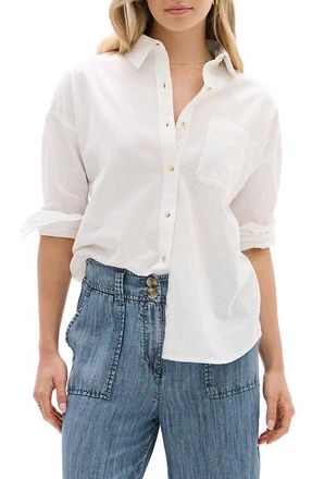 Hatley Semi Sheer Cotton Button-Up Top in White at Nordstrom, Size X-Small