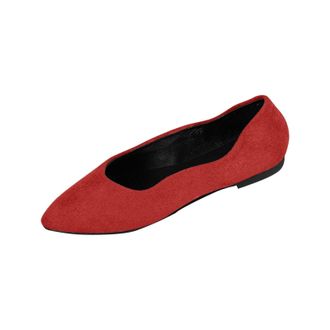 Generic Womens Ballet Flats Casual Pointed Toe Pumps Shoes Solid Color Classic Fashionable Lightweight Comfy Slip On Dressy Shoes Work Office Leisure Red