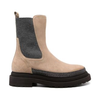 Brunello Cucinelli Brunello Cucinelli, Chelsea Boots, female, Beige, Size: 8 US Stylish Leather Boots for Men