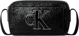 Calvin Klein Signature Monogram Crossbody Camera Bag - Dames - Tassen - Zwart - Maat: ONE Size Zijde