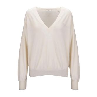 Elisabetta Franchi V-neck Cardigan - Dames - V-hals truien - Wit - XS - Wol - Truien & Vesten