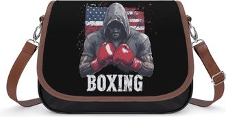 Generic U.S. Flag Boxing Small Womens Crossbody Bags Shoulder Handbag with Adjustable Strap for Travel