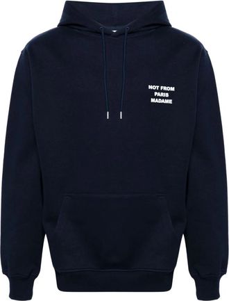 Dr&ocirc;le de Monsieur Le Hoodie Slogan - Heren - Hoodies - Blauw - L - Katoen - Hoodies & sweatvesten