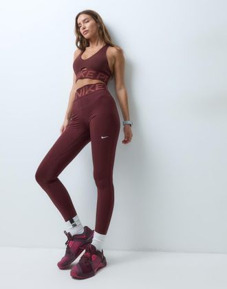 Nike Pro Dri-FIT Sculpt leggings a vita alta bordeaux-Rosso