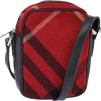 Burberry Red Wool Shoulder Bag (Pre-Owned)
