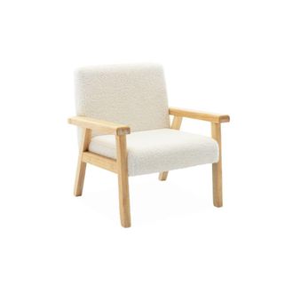 Sweeek Sill&oacute;n infantil estilo escandinavo de madera de hevea, blanco