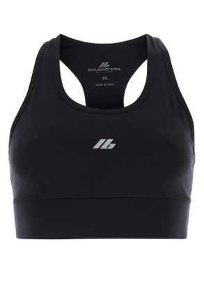 Balenciaga Black Stretch Nylon Crop Top