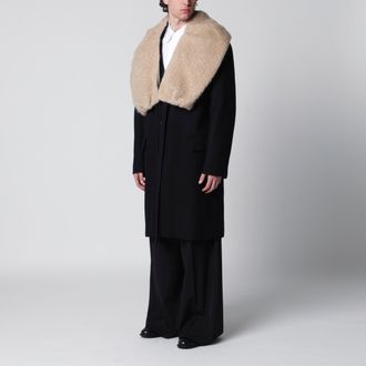 Dries Van Noten Cappotto nero con scollo rimovibile