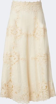 Ulla Johnson Falda midi Fleur de lino con croch&eacute;