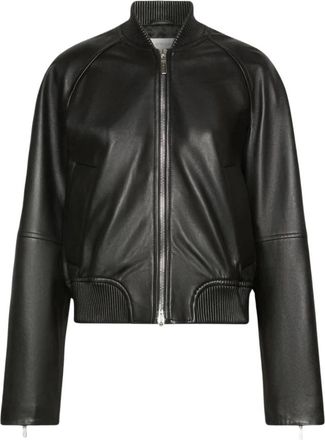 Max Mara Jassen, Dames, Zwart, 2Xs, Leer, Bomberjack in nappa