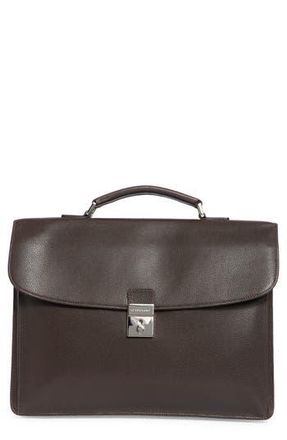 Longchamp Leather Flap Briefcase in Moka at Nordstrom Rack