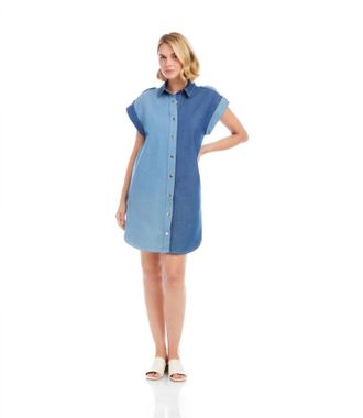 Karen Kane Cap Sleeve Shirtdress In Denim