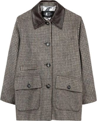 Luisa Cerano Checked Short Coat - Dames - Zomerjassen - Grijs - M - Wol - Jassen
