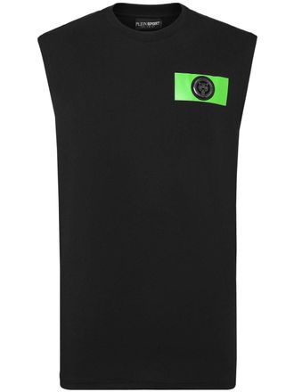 Plein Sport logo-plaque cotton tank top - men - Cotton - XXXL - Black