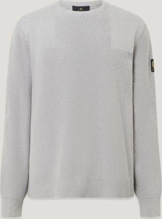 Belstaff Commander Crewneck Jumper Mens Organic Cotton Old Silver Heather Size 2XL