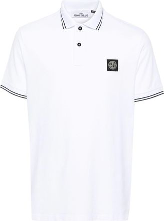Stone Island White Polo Shirt In Cotton With Logo