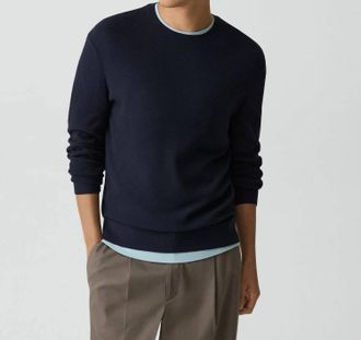 Theory Riland Crewneck Sweater In Dark Eclipse