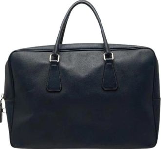 Prada Pre-owned Vintage Aktetas - Heren - Vintage Handtas - Blauw - ONE Size - Leer - Vintage