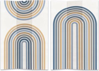 Vacchetti Vacchetti - Paravento Estampado 3 Paneles Azul Y Naranja 120,6x2,5xh180,6x2,5xh180xh180