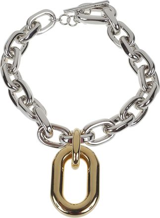 Paco Rabanne Gold Tone Oval Pendant Choker