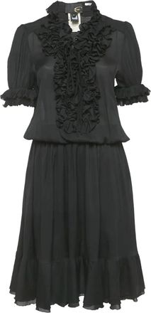 Cavalli Abito midi con ruches - Nero