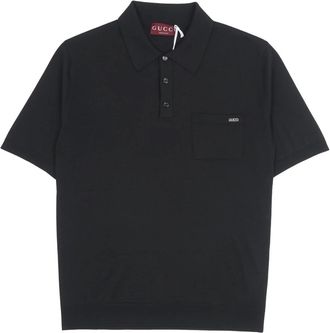 Gucci Tops, Heren, Zwart, M, Wol, Fijn Gebreide Wol Polo