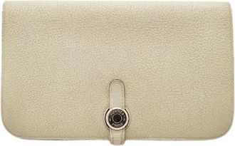 Herm&egrave;s Pre-owned Dogon Duo Nata GM Togo Wallet - - Pre-owned - Donna - Beige - ONE SIZE