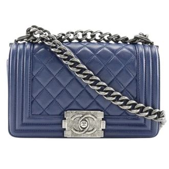 Chanel Pre-owned Boy Flap Bag - Dames - Pre-owned - Blauw - Maat: ONE Size Leer