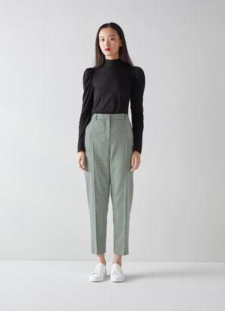 L.k. Bennett Womens Nina Trousers, Green/Cream - Size 14 UK