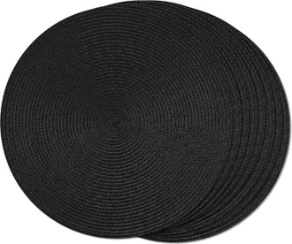 OEM Set Di 8 Tovagliette Rotonde Intrecciate, Adatte Per Tavoli Da Pranzo, Intrecciate, Lavabili, Antiscivolo, 38 Cm (nero, 8 Pezzi)