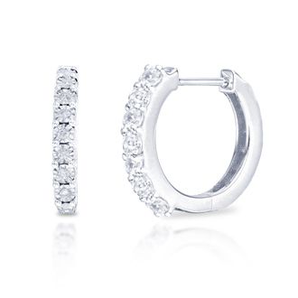 MAX + STONE 10k Yellow or White Gold 12MM Small Natural Gemstone Huggie Hoop Earrings