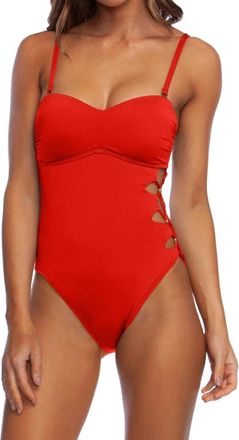Kenneth Cole New York Attitude Cut Out Bandeau One Piece Swimsuit In Sunset