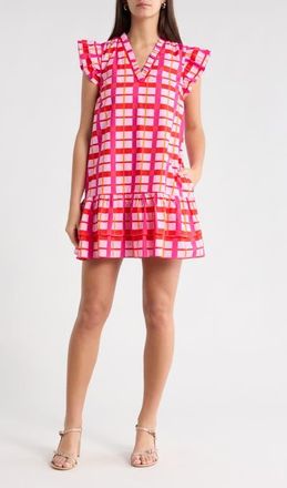 Sugarlips Darvy Check Shift Minidress in Pinks-Orange at Nordstrom, Size X-Small