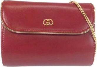 Gucci Pre-owned Leren Schoudertas met Ketting - Dames - Vintage Schoudertas - Rood - ONE Size - Leer - Vintage