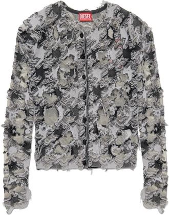 Diesel Korte cardigan M-Sibylla - Dames - Vesten - Grijs - S - Leer - Truien & Vesten
