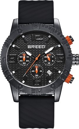 Breed Double Agent Chronograph Watch, Black Silicone Strap, 44 mm
