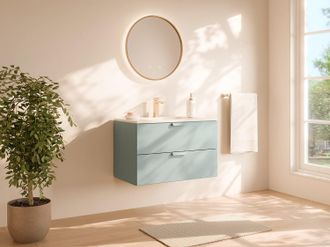 Vente-Unique Mobile bagno sospeso con lavabo da incasso Verde salvia L80 cm - AVORELI