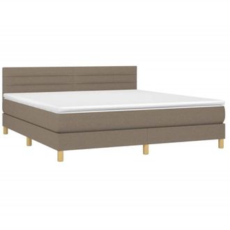 vidaXL Vidaxl - Cama Box Spring Con Colch&oacute;n Led Tela Gris Taupe 160x200 Cm