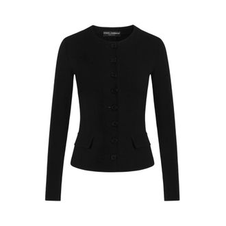 Dolce & Gabbana Truien & Vesten, Dames, Zwart, M, Wol, Single-breasted Jacket