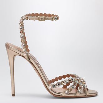 Aquazzura Tequila 105 metallic leather sandals in Light Copper