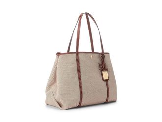 Lauren Ralph Lauren Canvas Leather Extra-Large Emerie Tote Tote Handbags Natural/Lauren Tan/Lauren Tan, Leather/Textile