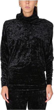 Saint Laurent Truien & Vesten, Dames, Zwart, L, Hoge sjaalkraag gewatteerd