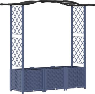 vidaXL Cama Elevada Con Trellis Y Techo Gris 164 X 40 X 138 Cm Pp Vidaxl