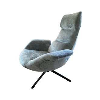 Mathi Design Sill&oacute;n giratorio de terciopelo gris plateado