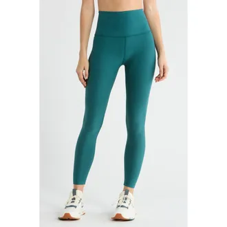 Beyond Yoga Caught in the Midi High Waist Leggings in Teal Sea Heather at Nordstrom, Size X-Large