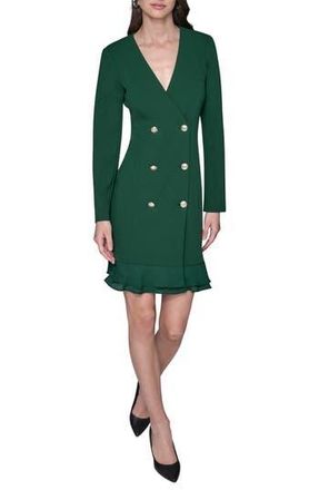 Karl Lagerfeld Ruffle Hem Scuba Crepe Dress in Pine at Nordstrom Rack, Size 4