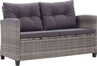 vidaXL Vidaxl - Sof&aacute; De Jard&iacute;n 2 Plazas Y Cojines Rat&aacute;n Sint&eacute;tico Gris 124 Cm