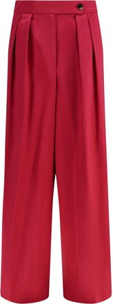 Dries Van Noten Womens Wide Pleated Pants Fuchsia Cotton Trousers